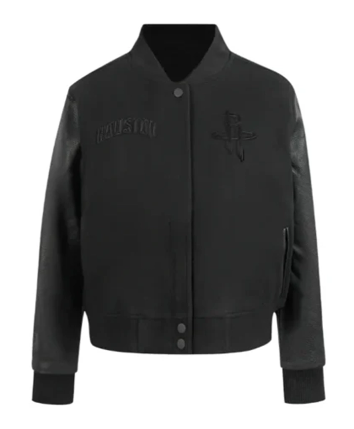Houston Rockets Triple Black Varsity Jacket