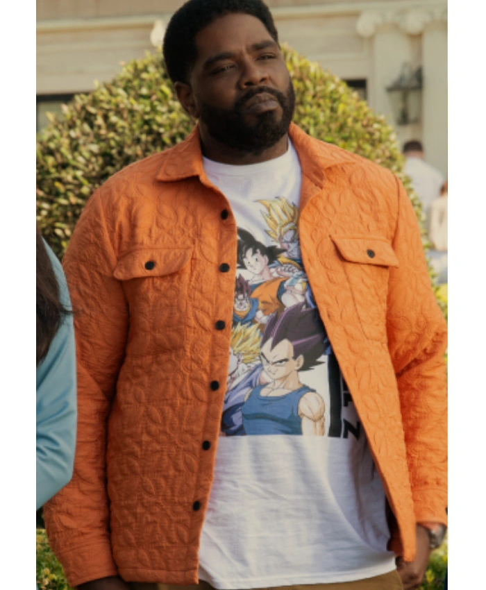 Howard TV Series Loot S03 Ron Funches Orange Quilted Jacket