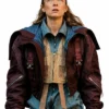 Hunter Schafer TV Series Blade Runner 2099 Cora Maroon Jacket 
