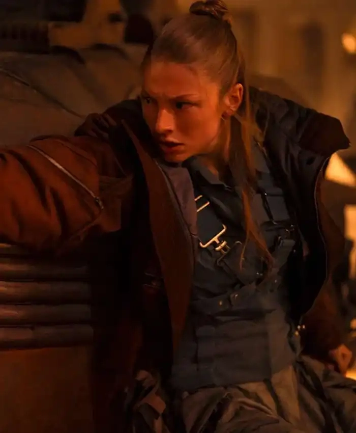 Hunter Schafer TV Series Blade Runner Cora Maroon Jacket