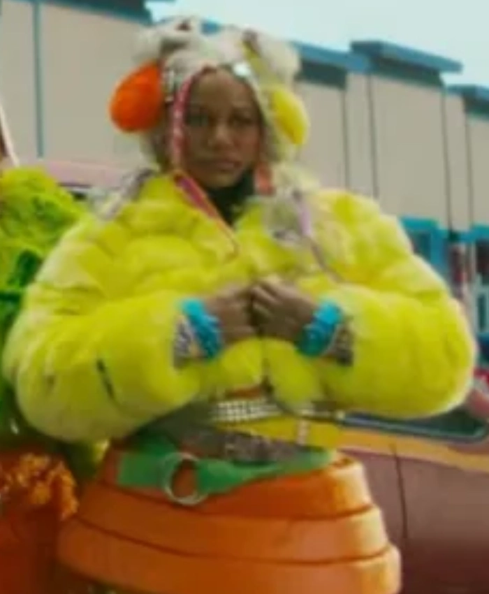 I Love Boosters Keke Palmer Yellow Fur Jacket - Image 2