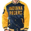 Indiana Pacers Renegade Navy Blue And Yellow Varsity Jacket