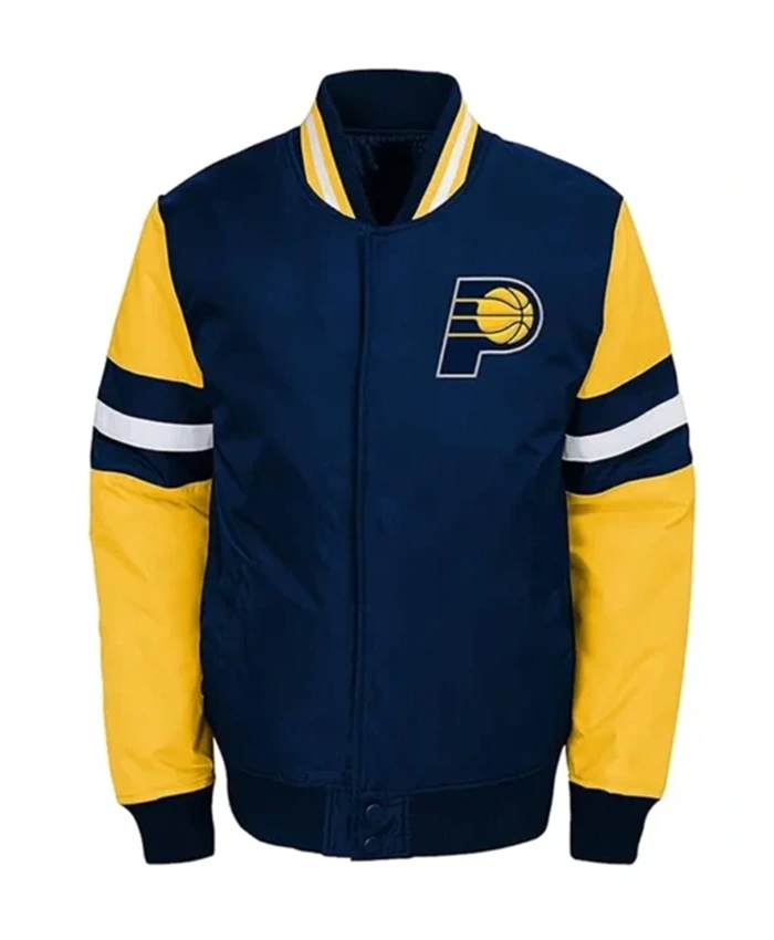 Indiana Pacers Youth Legendary Yellow And Navy Blue Varsity Jacket
