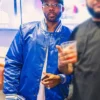ItsBizkit NFL 2025 New York Giants Ben Buitenhuis Blue Satin Varsity Unisex Jacket