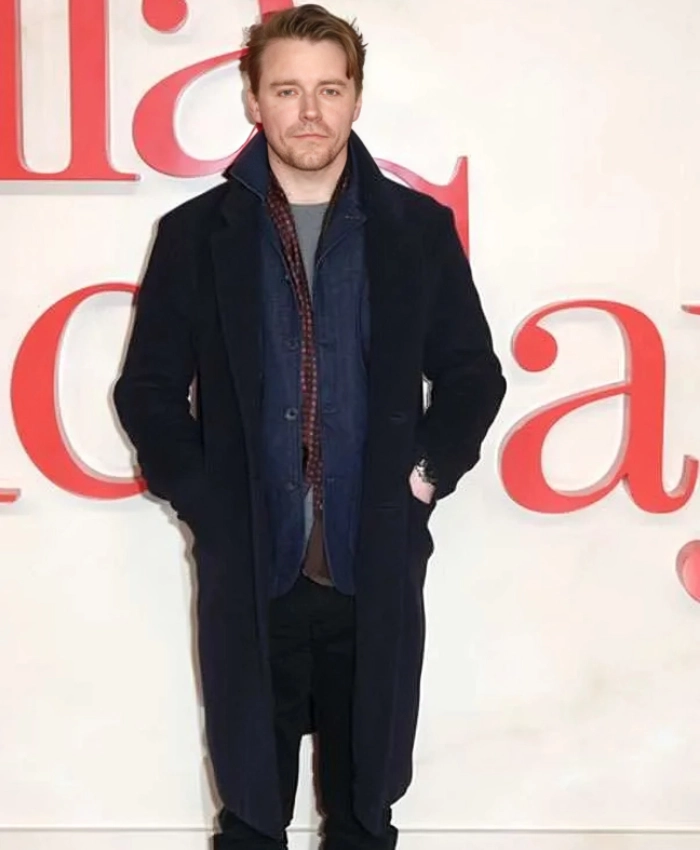 Jack Lowden Ella McCay 2025 Movie Event Black Wool Coat