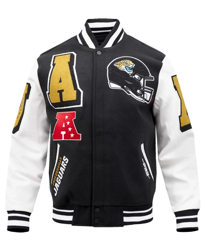 Jacksonville Jaguars Mashup Wool Leather Black And White Varsity Jacket