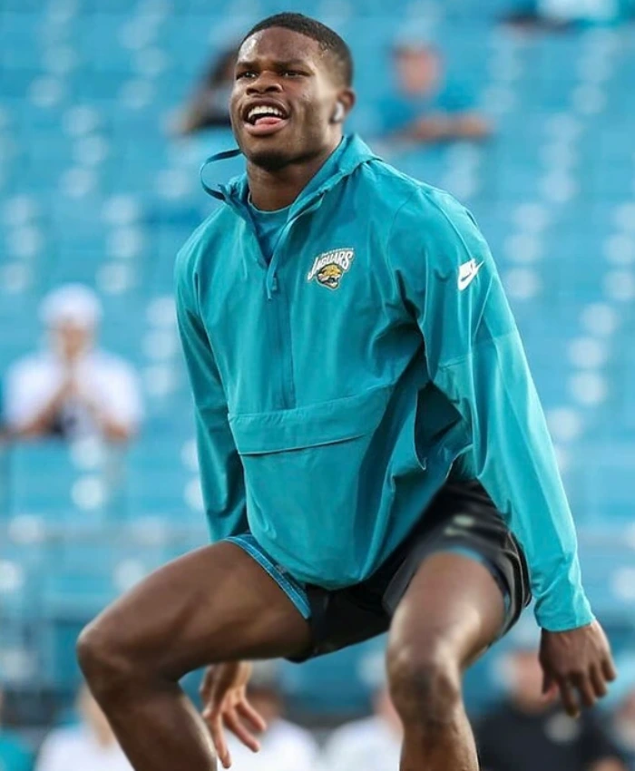 Jacksonville Jaguars Travis Hunter 2025 Sideline Anorak Blue Jacket