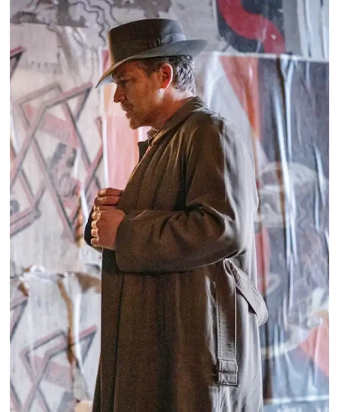 Jake Wiles The Bride 2026 Peter Sarsgaard Brown Cotton Trench Coat
