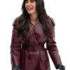 Jameela Jamil A Merry Little Ex Mas Leather Coat