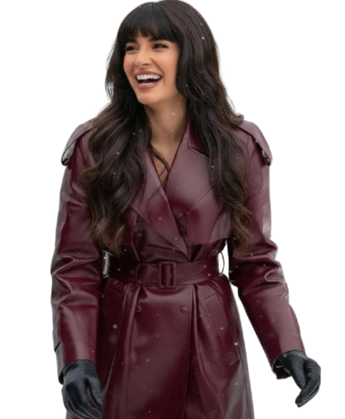 Jameela Jamil A Merry Little Ex Mas Leather Coat