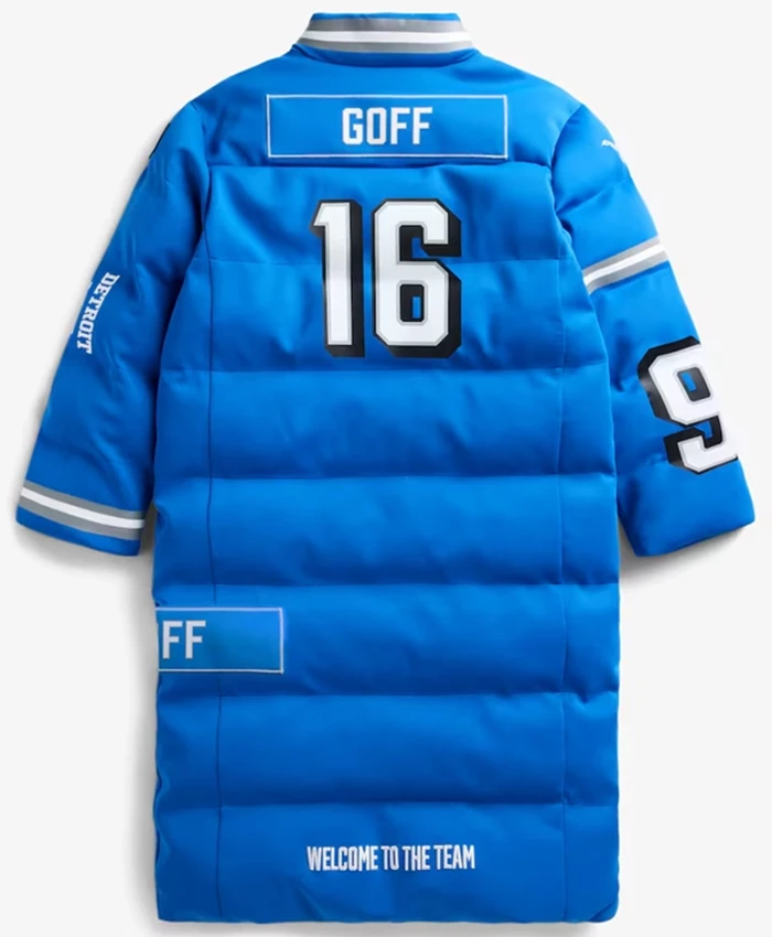 Jared Goff Detroit Lions OFF Season Player Blue Coat