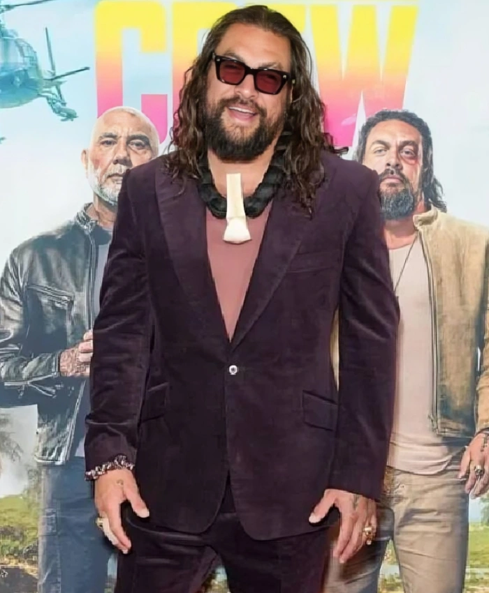 Jason Momoa The Wrecking Crew NY Special Screening Velvet Blazer