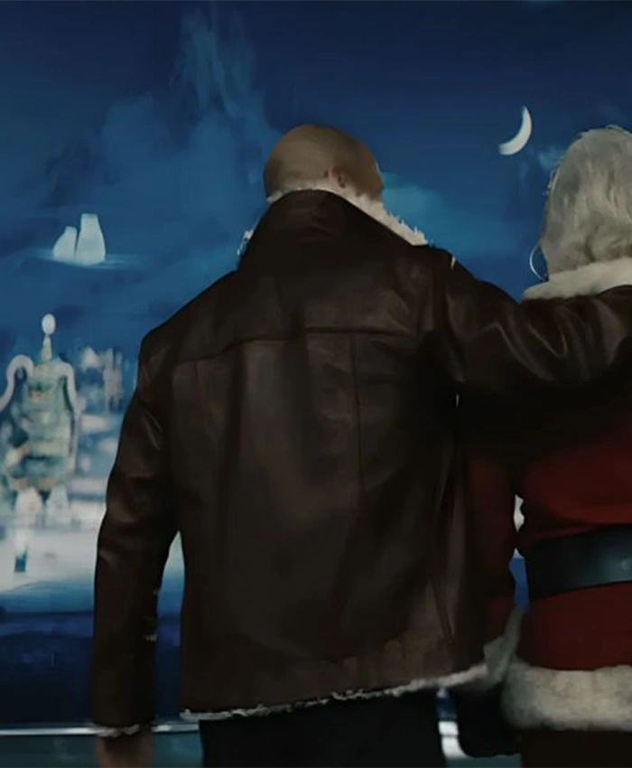 Jason Statham Takes On Holiday Ops Shearling Leather Jacket - Image 3