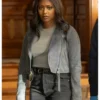 Javicia Leslie High Potential S02 Daphne Forrester Cropped Suede Biker Jacket