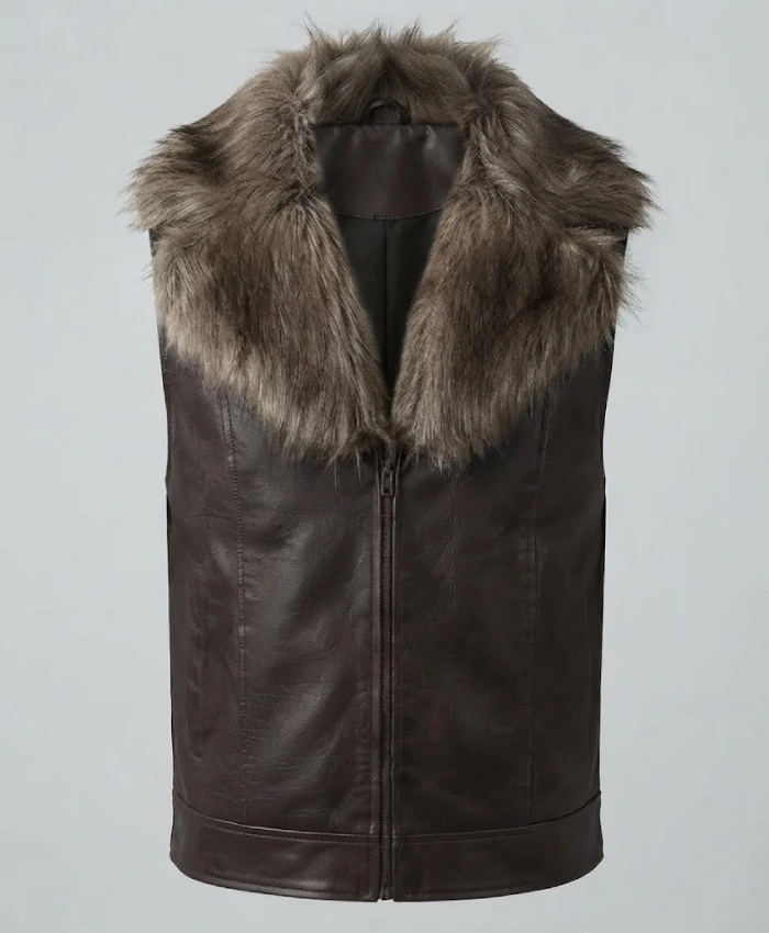 Jay Velasquez Brown Fur Leather Vest For Men and Women