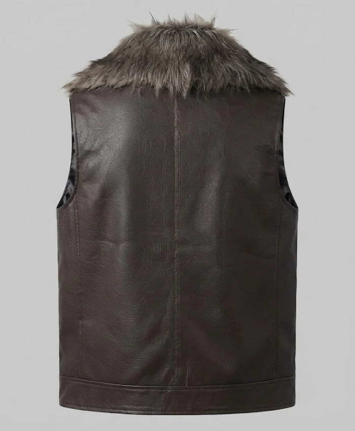 Jay Velasquez Brown Fur Leather Vest - Image 2