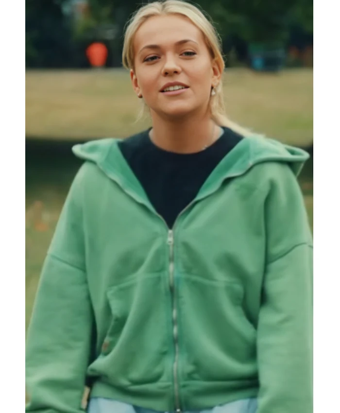 Jazz Saunders Made In Chelsea S30 Zip Up Green Hoodie