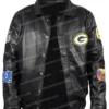 Jeff Hamilton Green Bay Packers Black Leather Jacket
