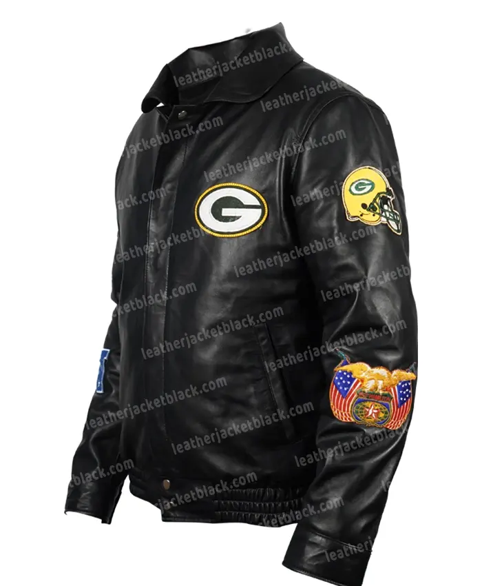 Jeff Hamilton Green Bay Packers Leather Black Jacket