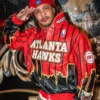 Jeff Hamilton X Atlanta Hawks Red And Black Full Snap Leather Jacket