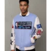 Jeff Hamilton X All Star 2026 Wool And Leather Light Blue Varsity Jacket