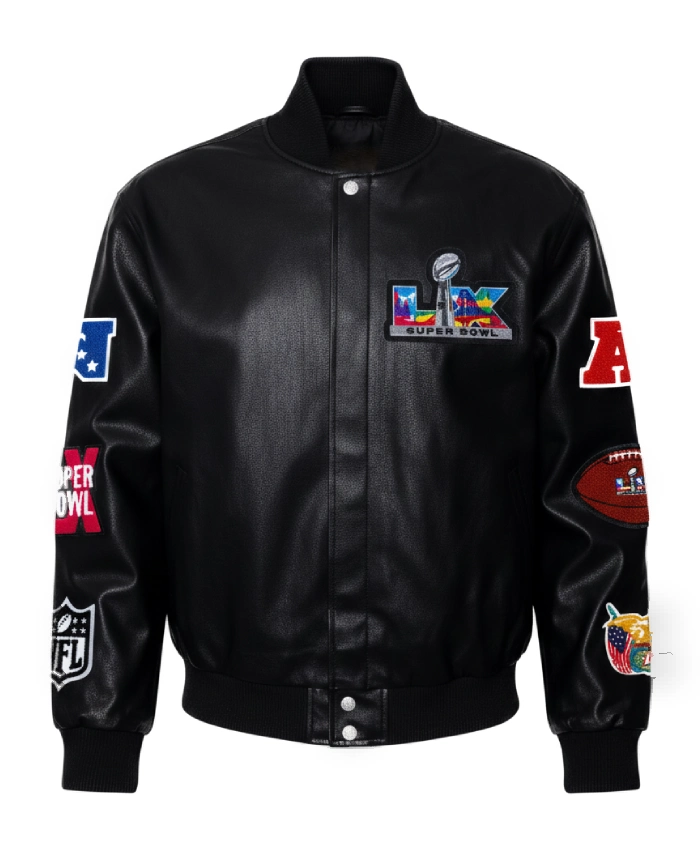 Jeff Hamilton X Super Bowl 2026 Black Vegan Leather Jacket