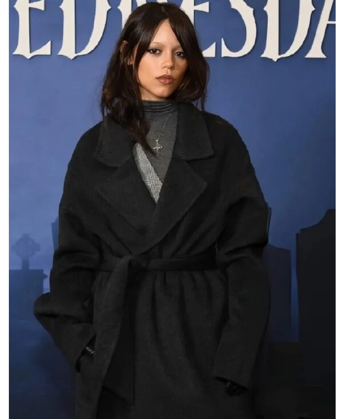 Jenna Ortega Wednesday SAG Nom Oversized Long Coat