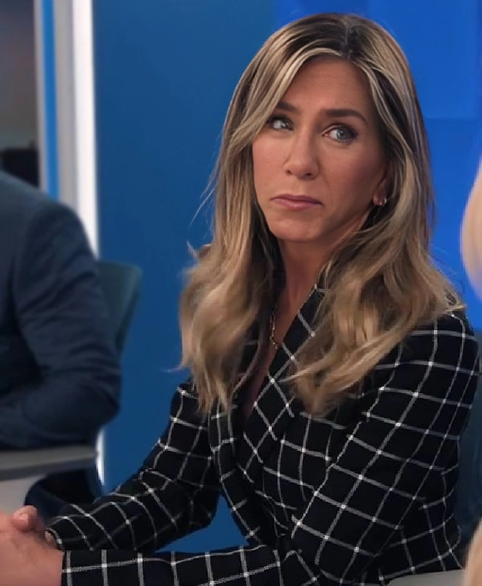 Jennifer Aniston The Morning Show 2025 Checked BlackWhite Blazer