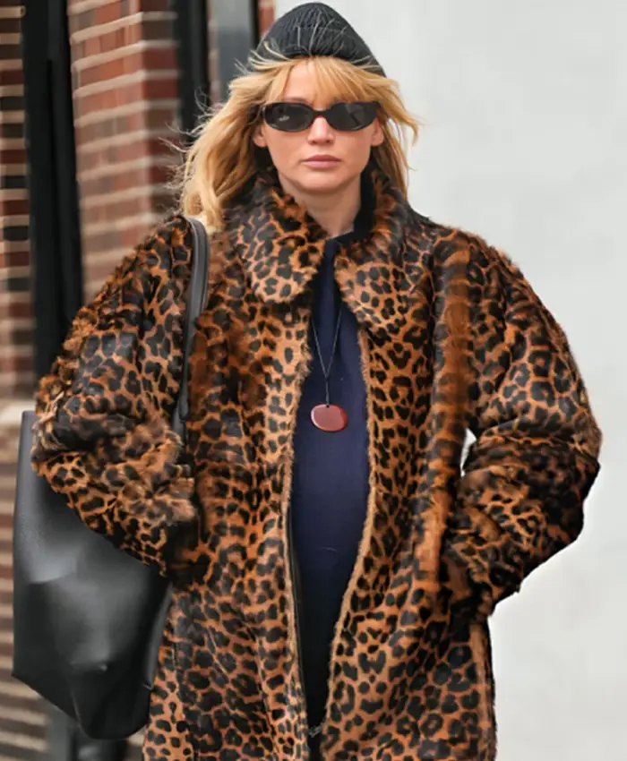 Jennifer Lawrence NYC 2025 Leopard Print Coat