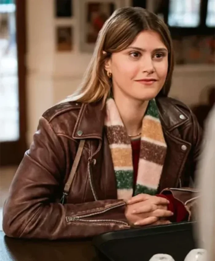 Jenny De Nucci La Dolce Villa Brown Biker Leather Jacket