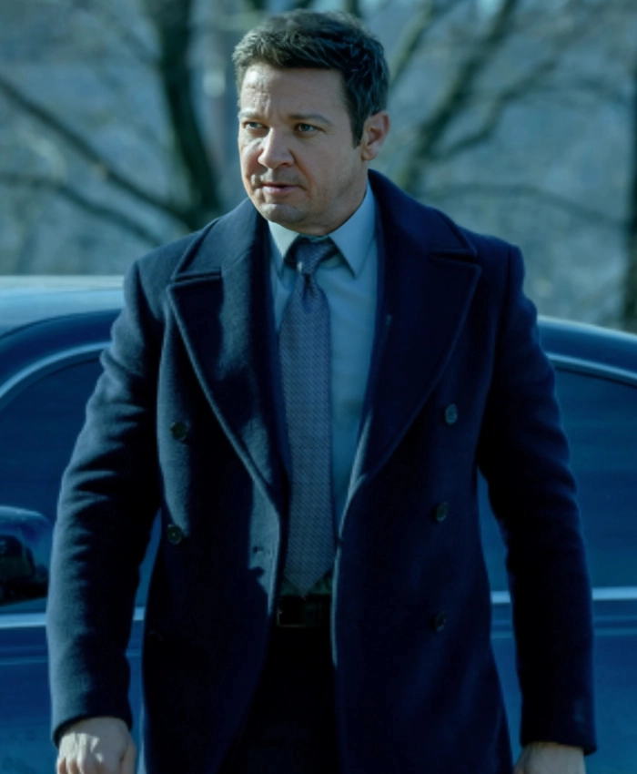 Jeremy Renner Mayor Of Kingstown S04 Mike McLusky Black Double Breasted Peacoats