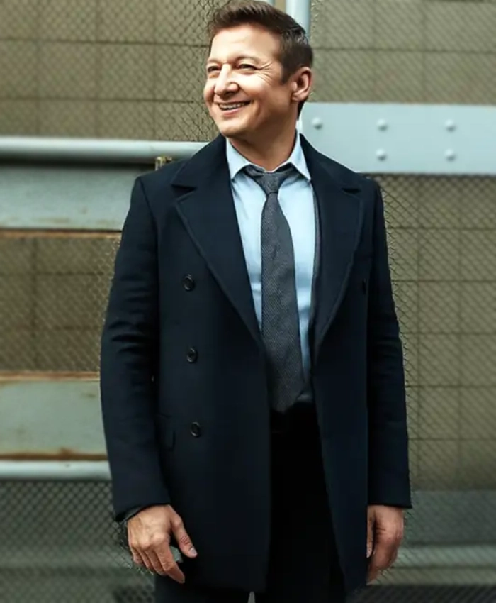 Jeremy Renner TV Series Mayor Of Kingstown 2025 Mike McLusky Black Wool Coat