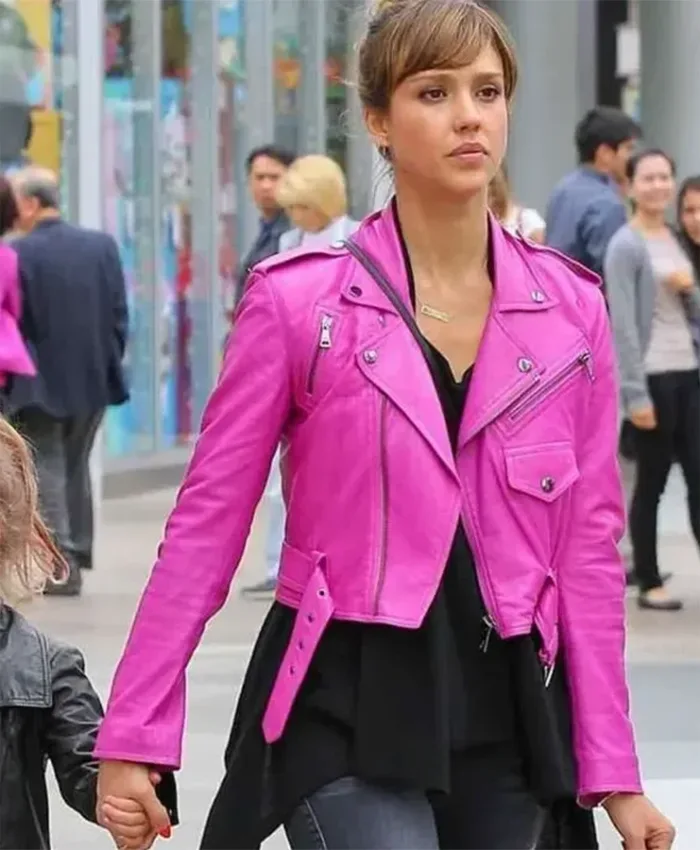 Jessica Alba Biker Leather Jacket