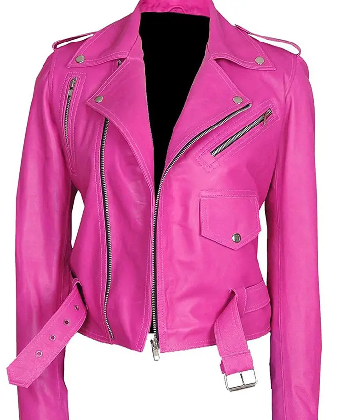 Jessica Alba Biker Leather Jacket - Image 3