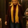 Jessy Schram A Suite Holiday Romance 2025 Sabrina Maroon Wool Trench Coat