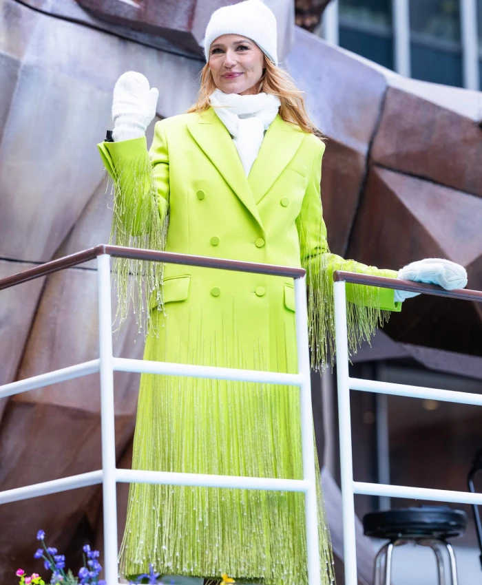 Jewel Macys Thanksgiving Day Parade 2025 Green Trench Coat