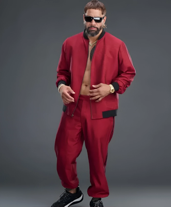 Jey Uso WrestleMania 42 Red Bomber Jacket