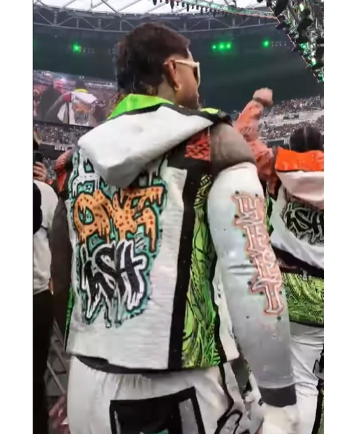 Jey Uso WrestleMania 42 White Hooded Vest - Image 3