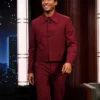Jimmy Kimmel Live 2026 Jaafar Jackson Burgundy Suit