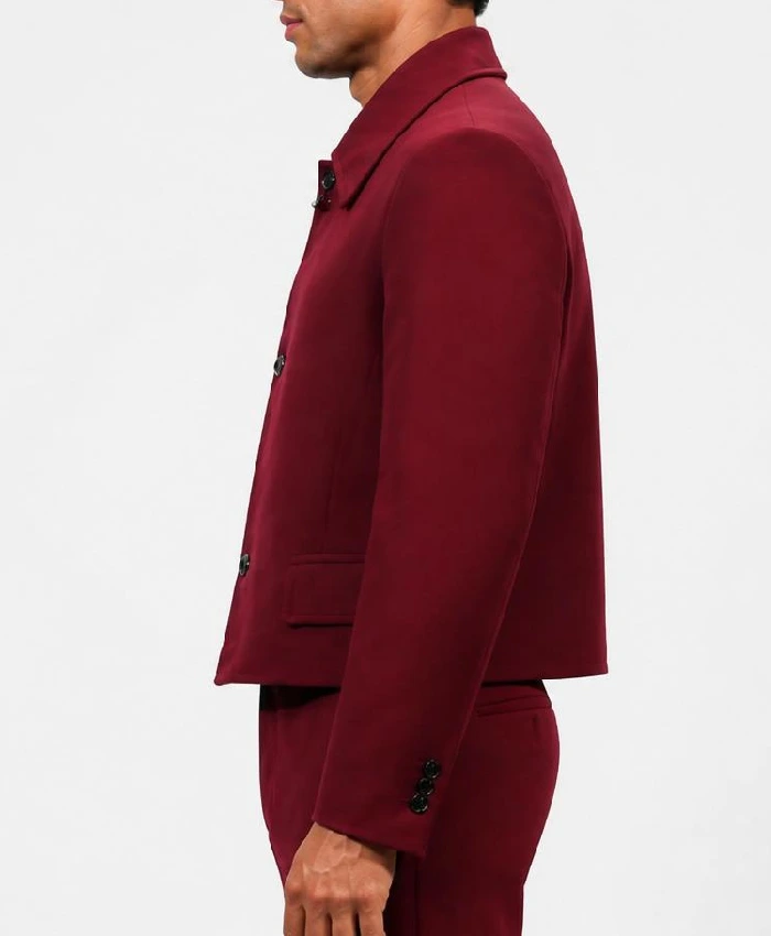 Jimmy Kimmel Live 2026 Jaafar Jackson Burgundy Suit Side