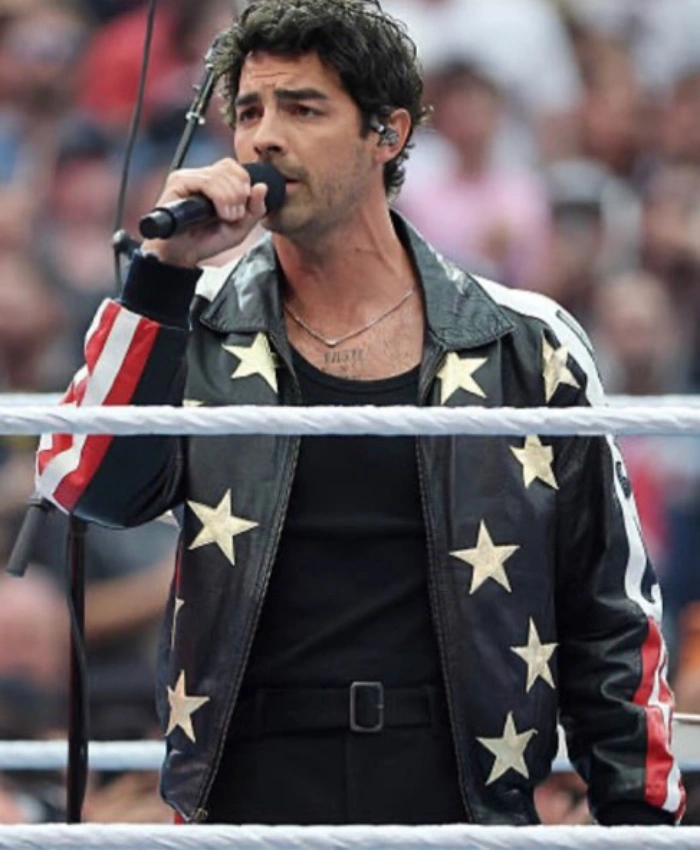 Alternative view of Joe Jonas WrestleMania 42 Stars jacket