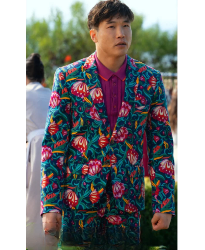 Joel Kim Booster TV Series Loot S03 Nicholas Multicolor Printed Suit
