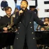 John Legend Harris Walz Campaign Rally Black Coat