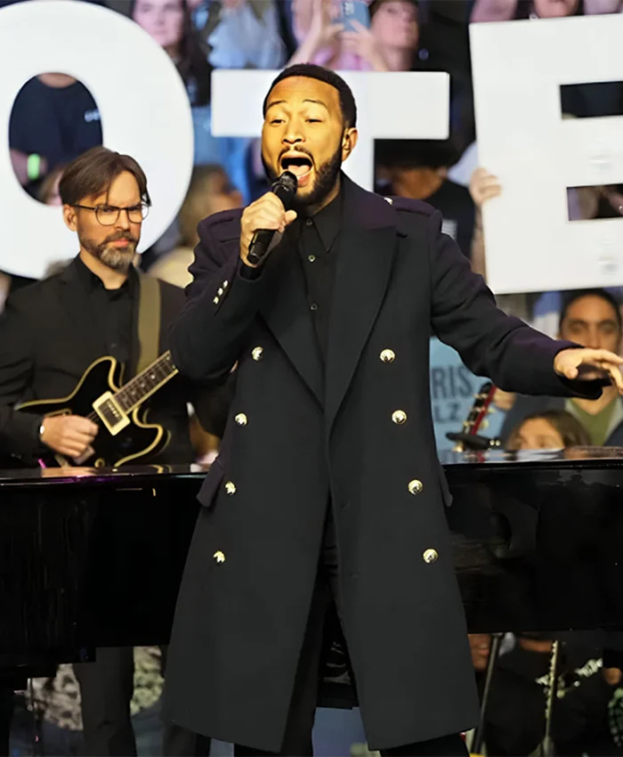 John Legend Harris Walz Campaign Rally Black Coat
