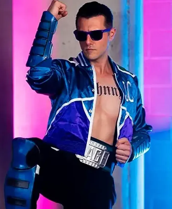 Johnny Cage Mortal Kombat 11 Game Blue Leather Jacket