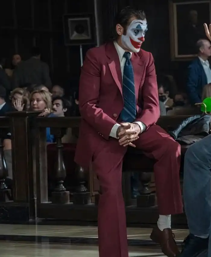Joker Folie A Deux 2024 Joaquin Phoenix Maroon Suit