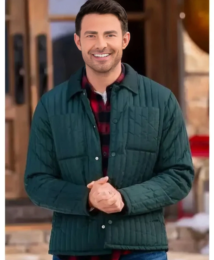 Jonathan Bennett Finding Mr. Christmas 2025 Green Quilted Jacket