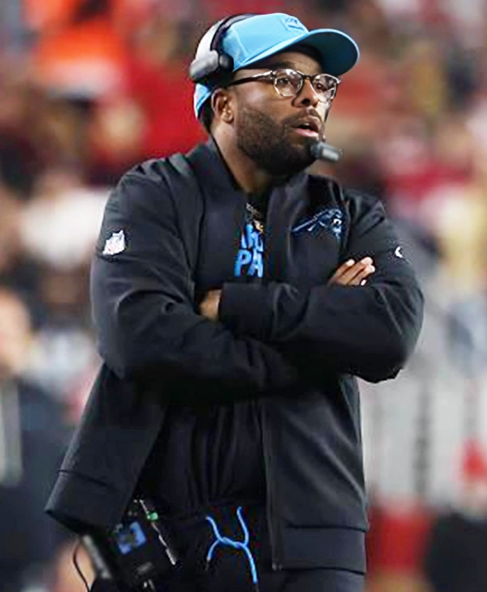 Jonathan Cooley 2025 Carolina Panthers Black Bomber Jacket