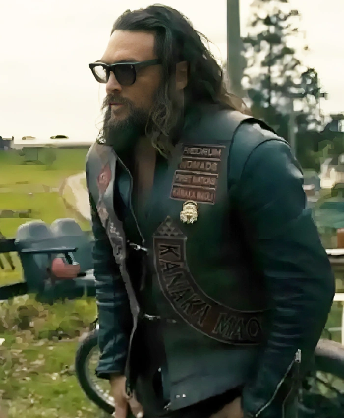 Jonny Hale Film The Wrecking Crew 2026 Jason Momoa Leather Vest
