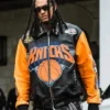 Jordan Clarkson New York Knicks Black and Orange Bomber Jacket For Sale